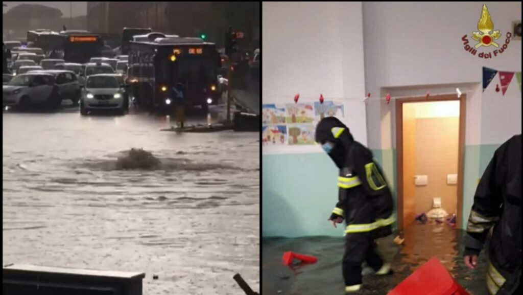 Roma, nubifragio 40 bambini evacuati da un asilo FOTO