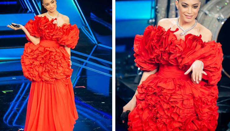 Elodie in rosso a Sanremo