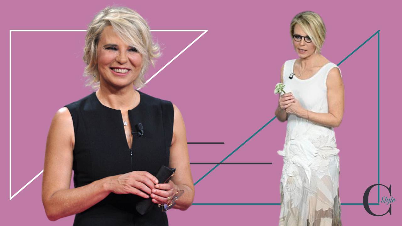 Maria De Filippi outfit bianco e nero