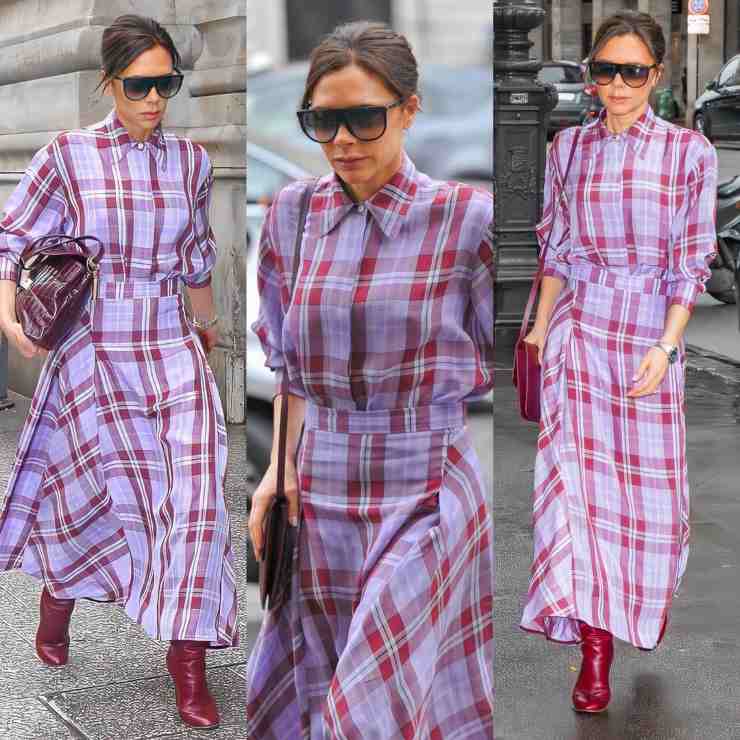 Victoria Beckham abito a quadri che non le sta bene 