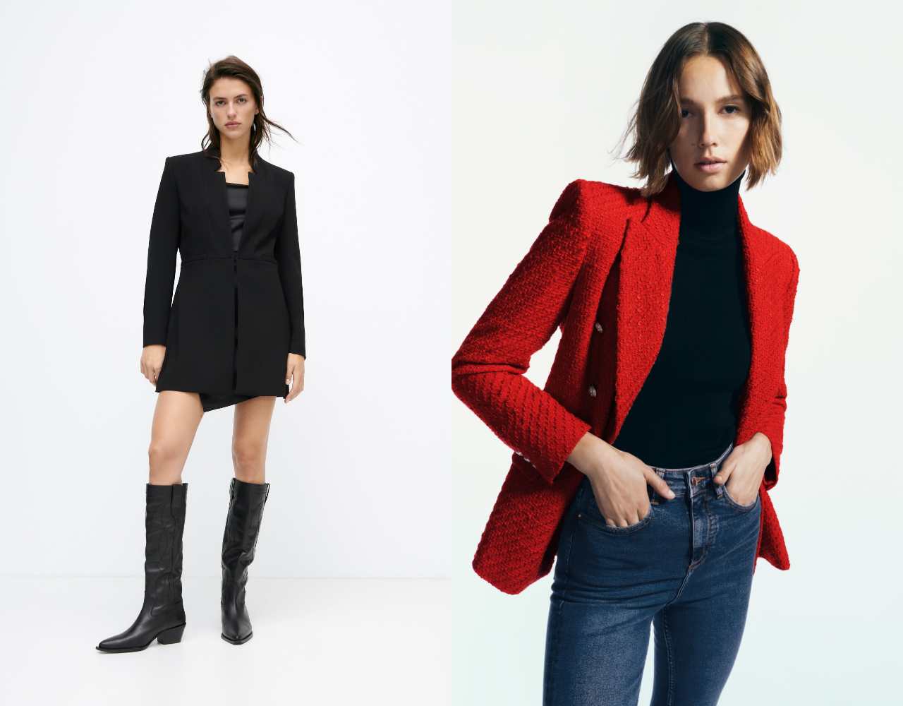 blazer zara autunno 2021nero e rosso 