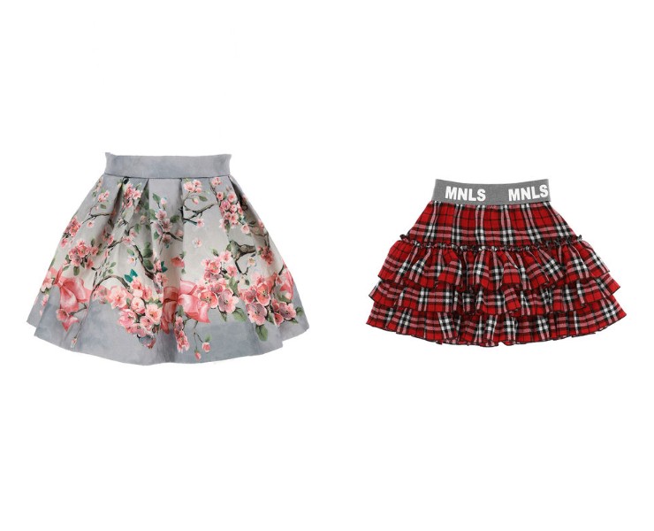 gonne monnalisa eleganti da bambina con i fiori e tartan 