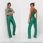 pantalone effetto pelle verde Stradivarius