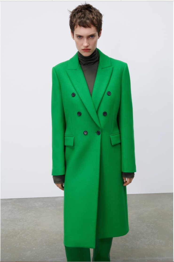 Zara cappotto in lana verde