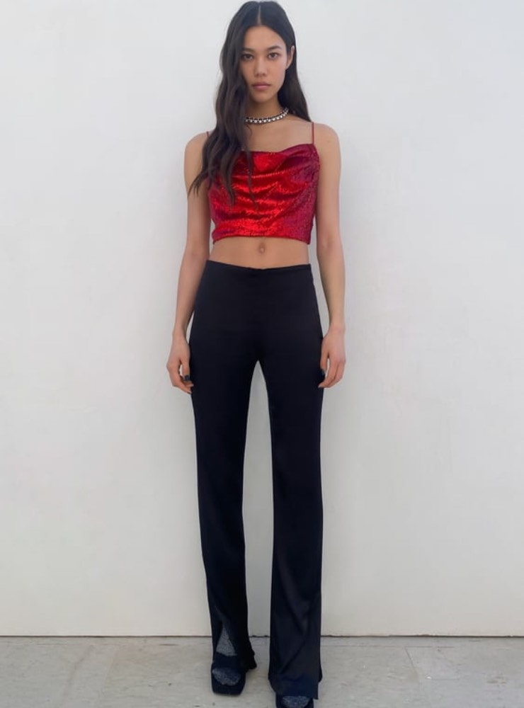 crop top paillettes