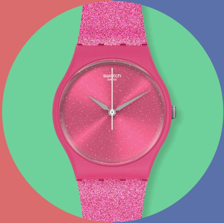 orologio glitter rosa swatch