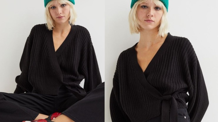 maglione wrap nero