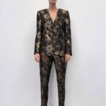 tailleur zara jacquard dorato