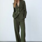 tailleur zara kaki attillato