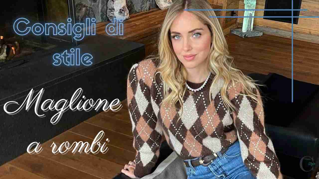 Chiara Ferragni maglione a rombi