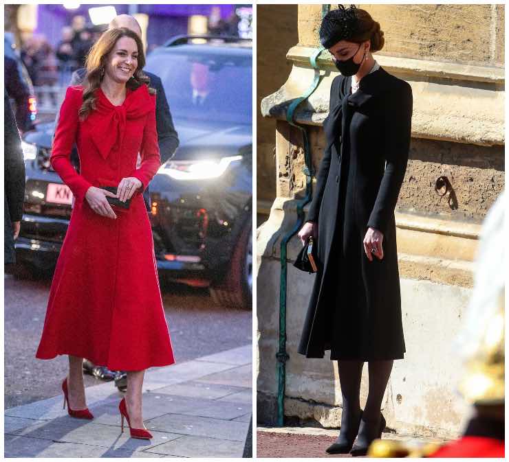 Kate Middleton vestito nero e rosso