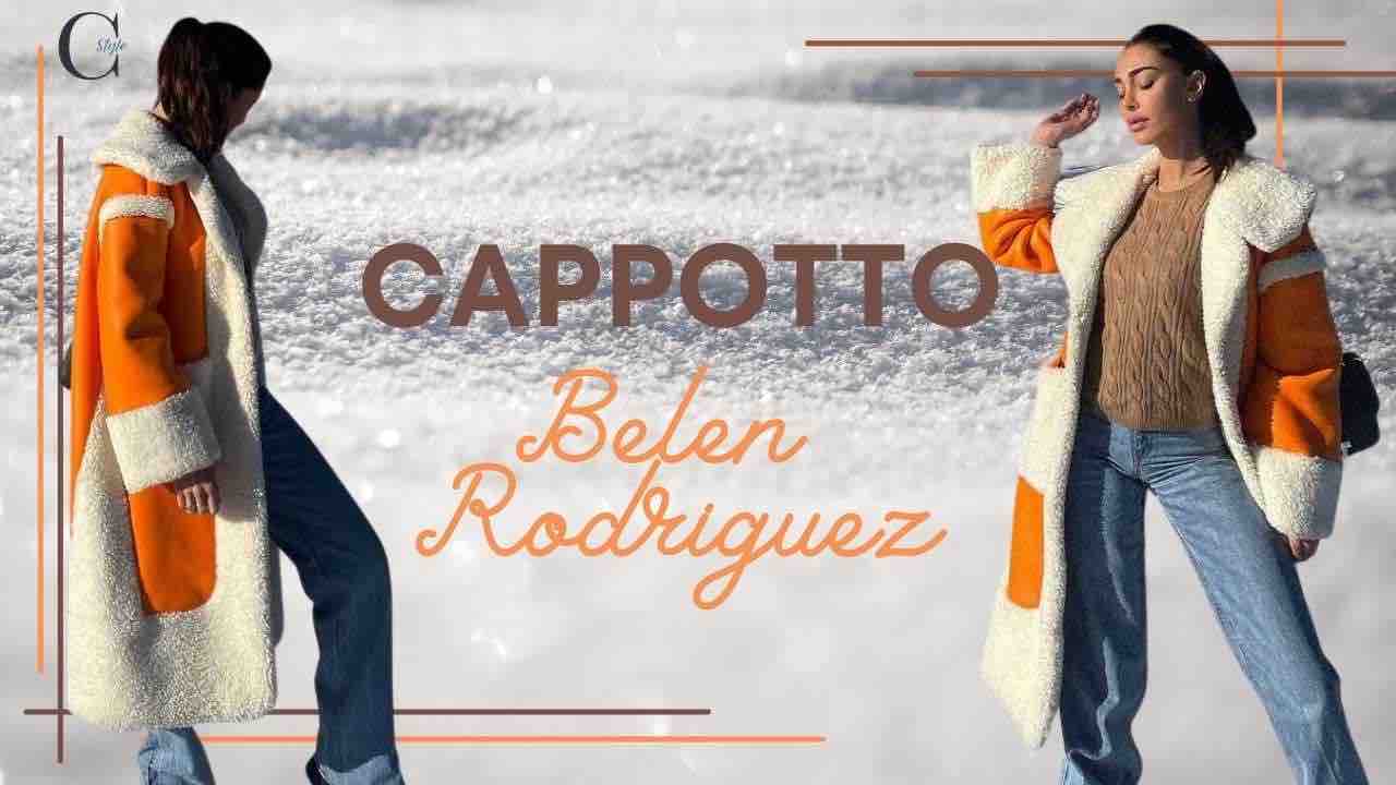 Belen Rodriguez prezzo cappotto arancione