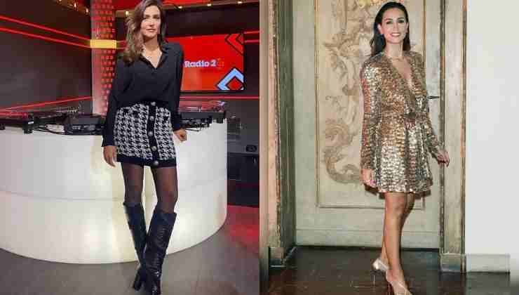 caterina balivo minigonna e abito glitter