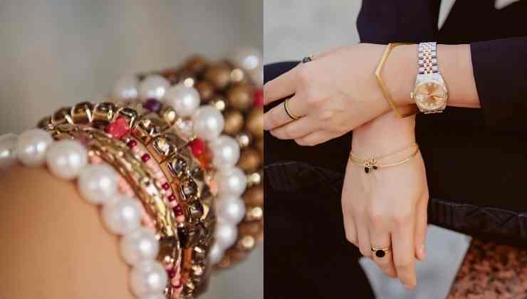 abbinamenti bracciali perle e orologio