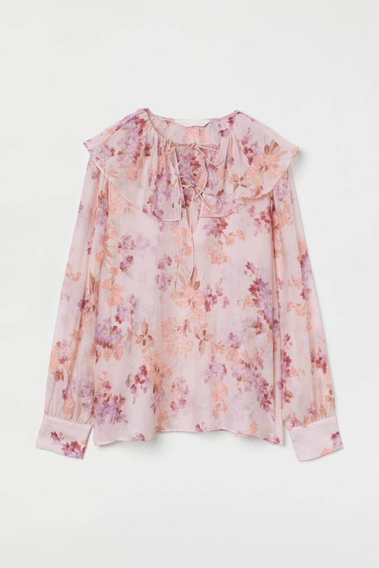 blusa a fiori rosa