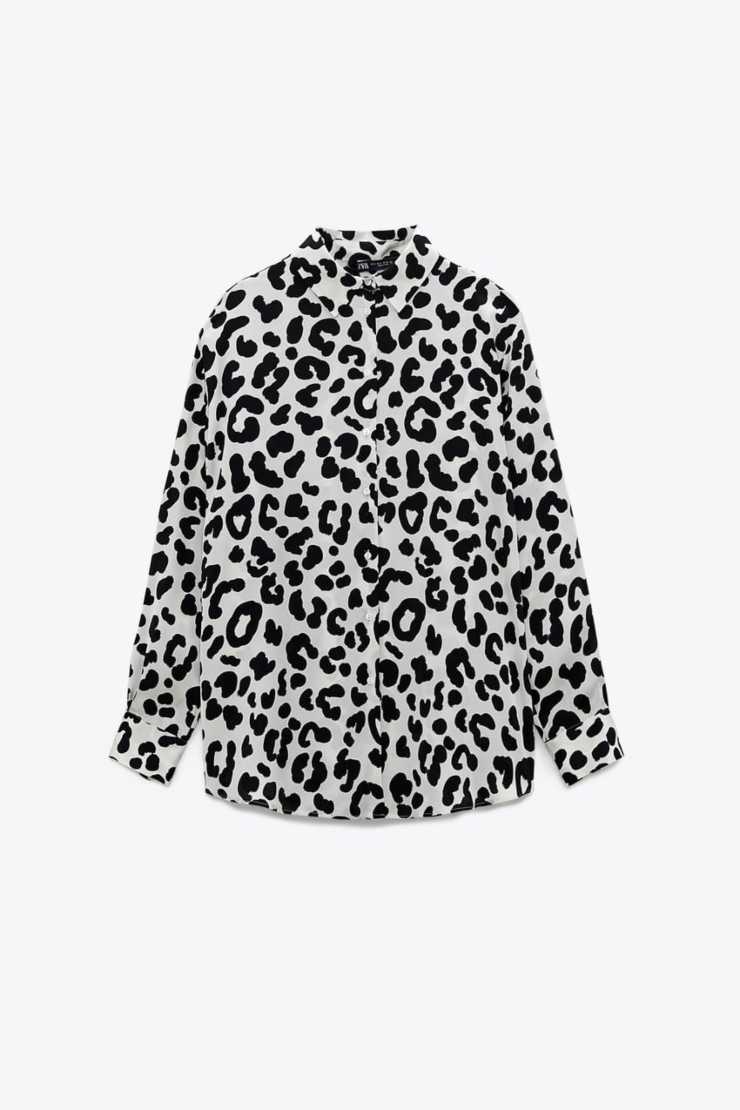 camicia animalier leopardata bianca nera zara 