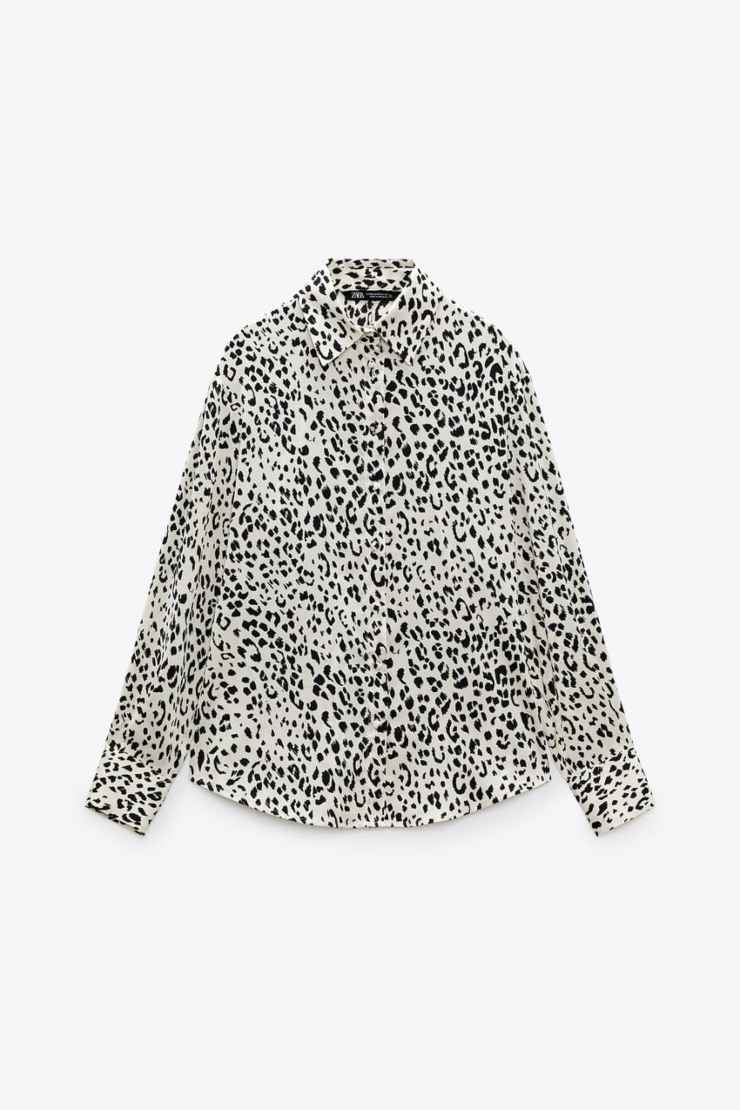 camicia leopardata micro bianca nera zara