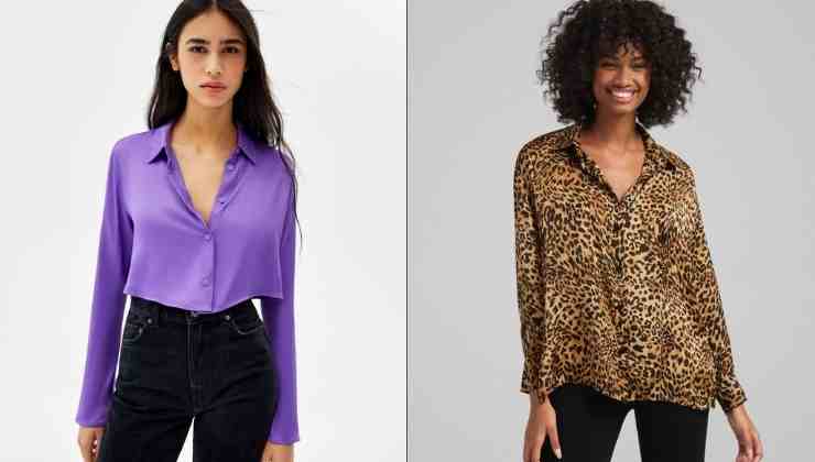 camicia bershka viola e leopardata