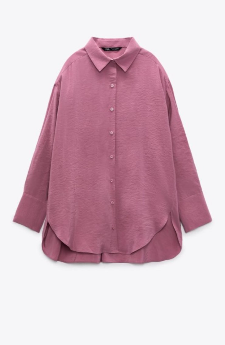 camicia tinta unita rosa zara