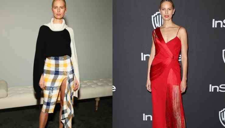 karolina kurkova stampe e abito rosso