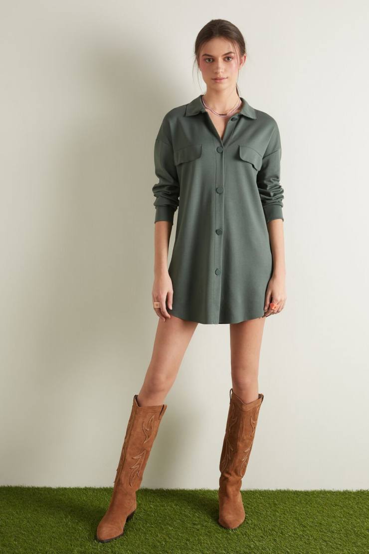 vestitino a camicia verde militare tezenis