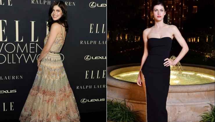 alexandra daddario abito a campana e nero