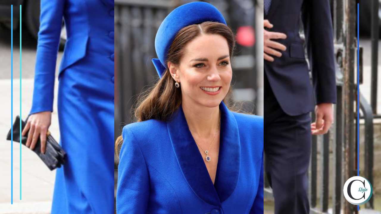 kate middleton cappotto blu elettrico