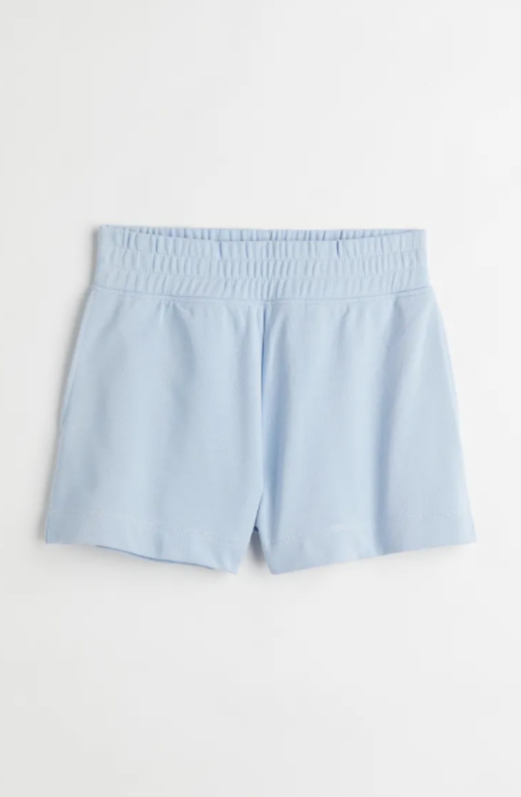 short di felpa azzurro hem