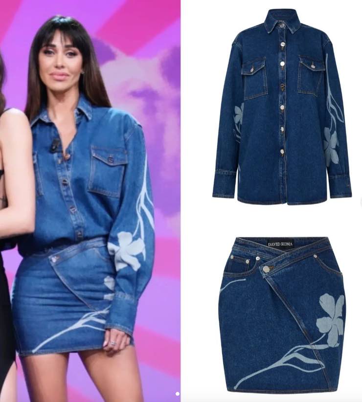 vestito denim Belen Rodriguez Le iene