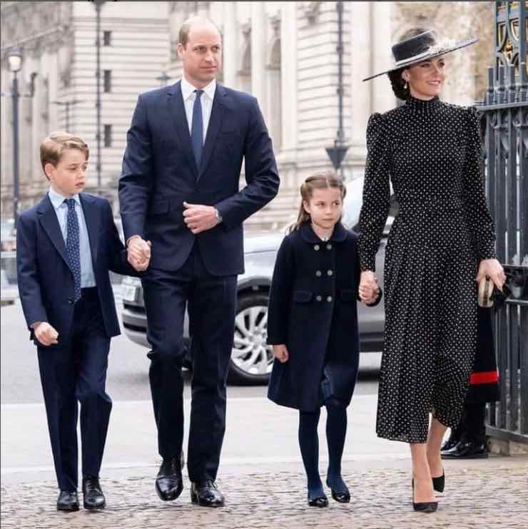 Kate Middleton William e figli commemorazione Principe Filippo