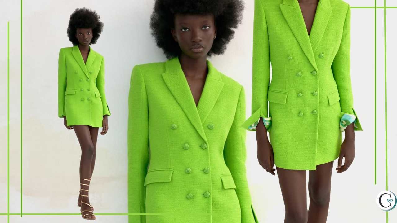 abito blazer zara verde mela