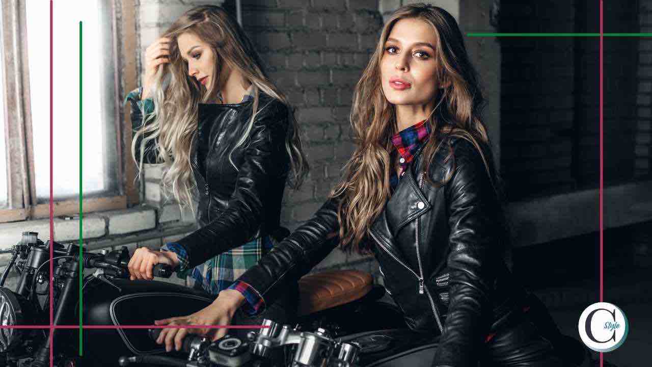 biker in pelle donna