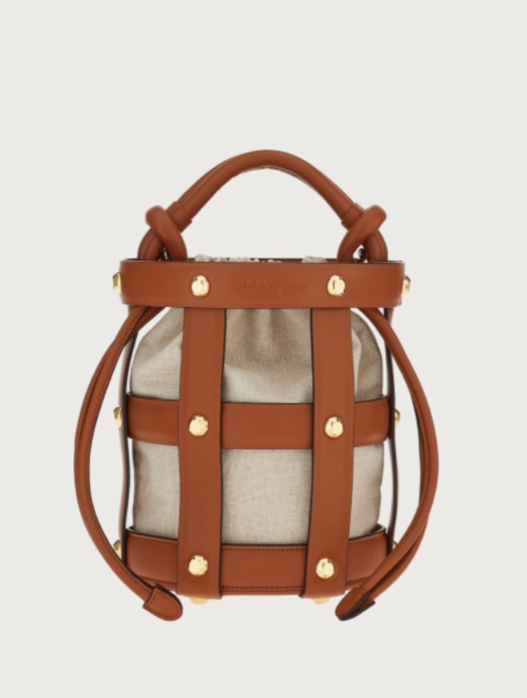 borsa ferragamo cage bag marrone