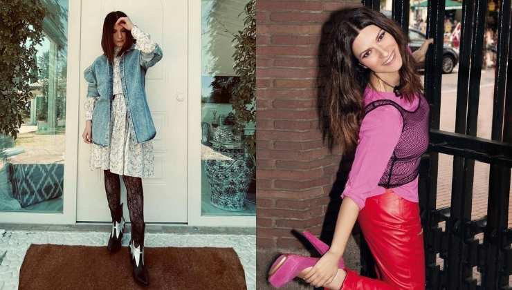 laura pausini collant pizzo e pantaloni rosa e rossi 