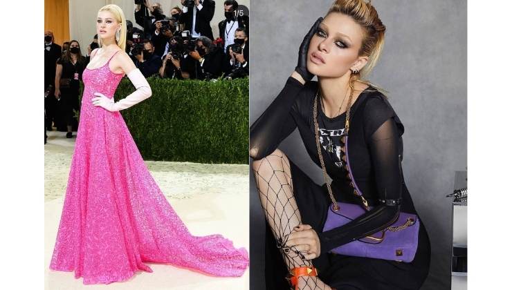 nicola peltz abito rosa e stile rock