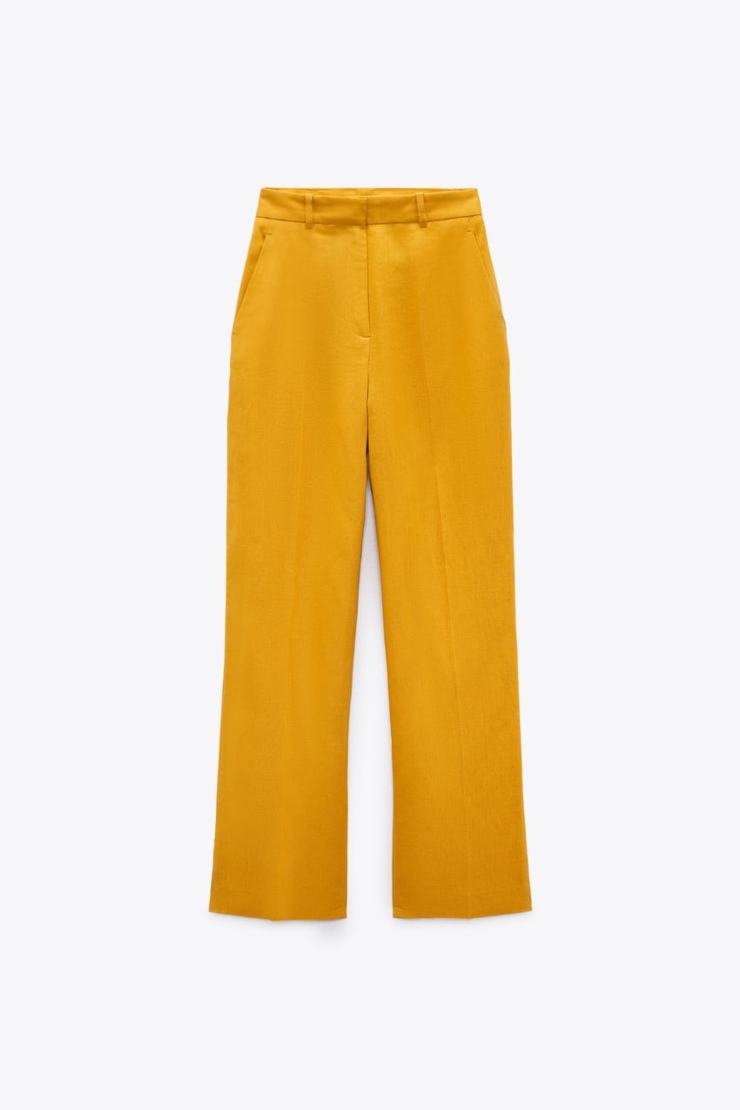 pantalone lino giallo senape zara