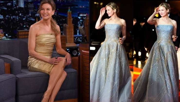 renee zellweger abiti gold e silver 