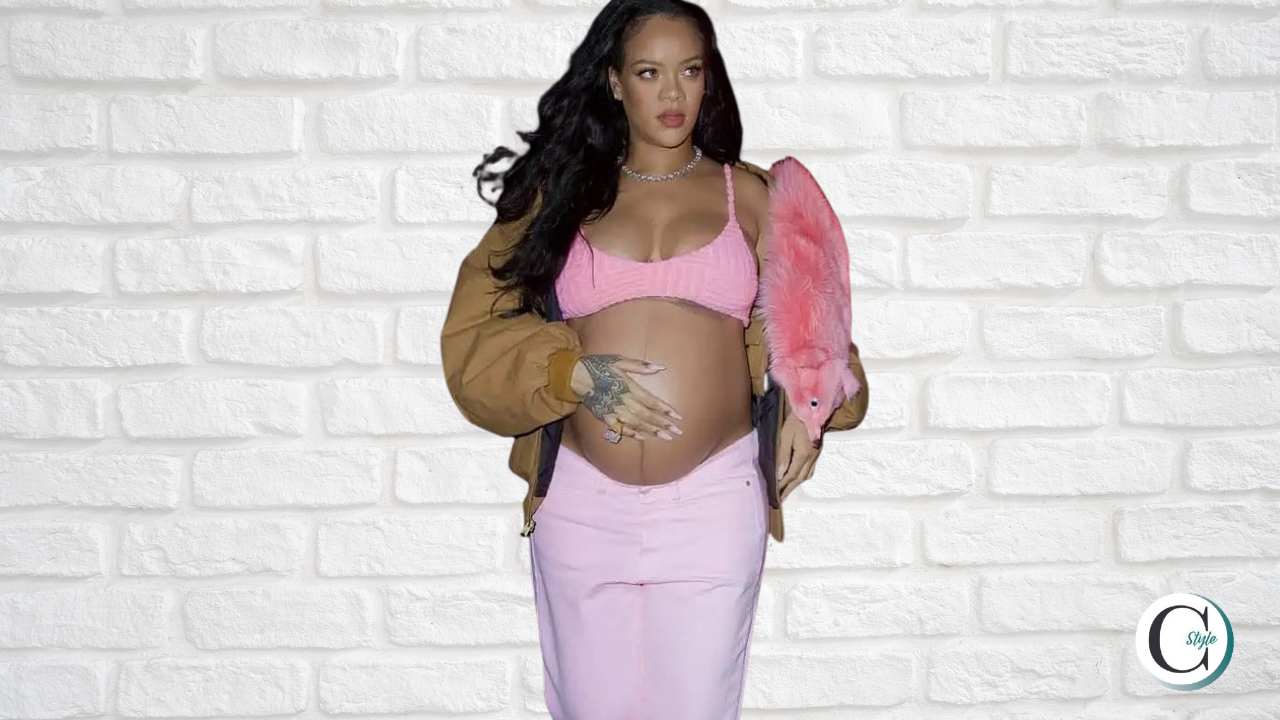 rihanna top e jeans rosa