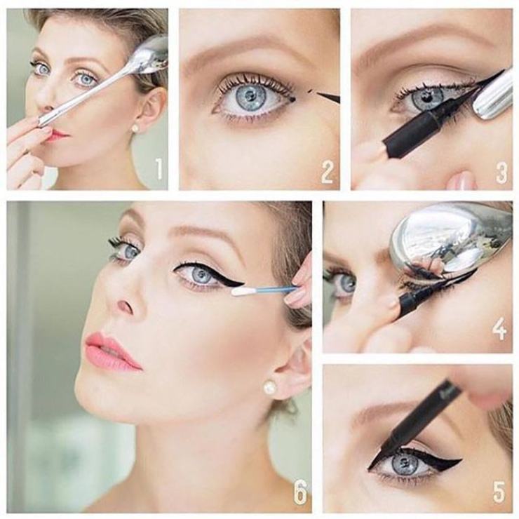 stendere eyeliner cucchiaio