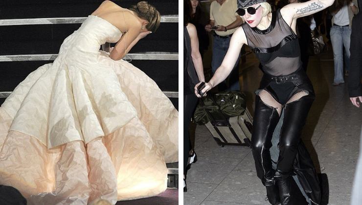 Jennifer Lawrence e Lady Gaga caduta