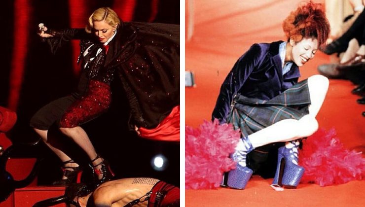 Madonna e Naomi Campbell caduta