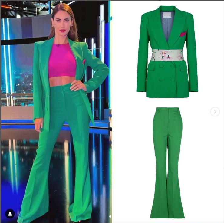 Melissa Satta tailleur verde Hebe Studio