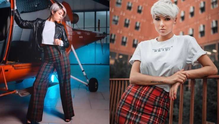 giorgia soleri pantaloni e gonna tartan