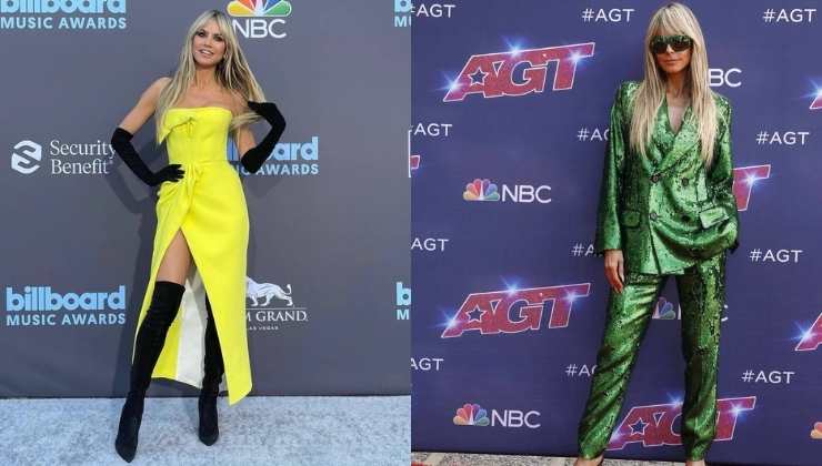 heidi klum suit verde e abito giallo 