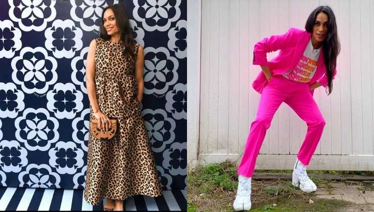 rosario dawson animalier e fucsia