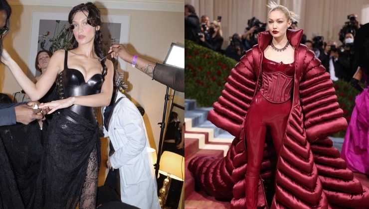 gigi e bella hadid corsetto bondage