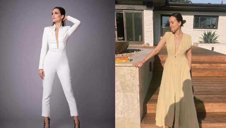 torrey devitto suit bianco e abito beige