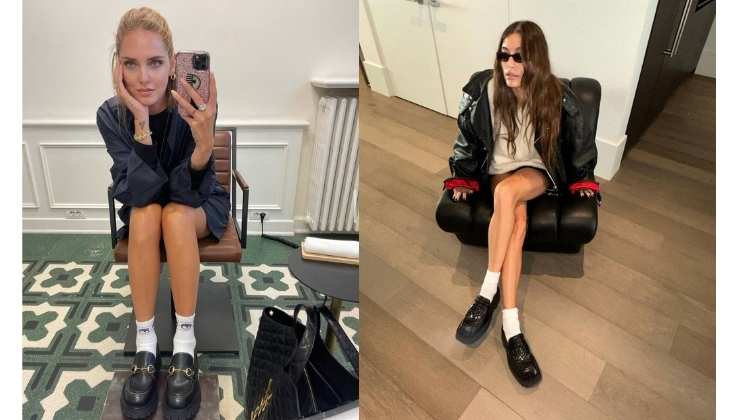 ferragni e hailey mocassino con calze